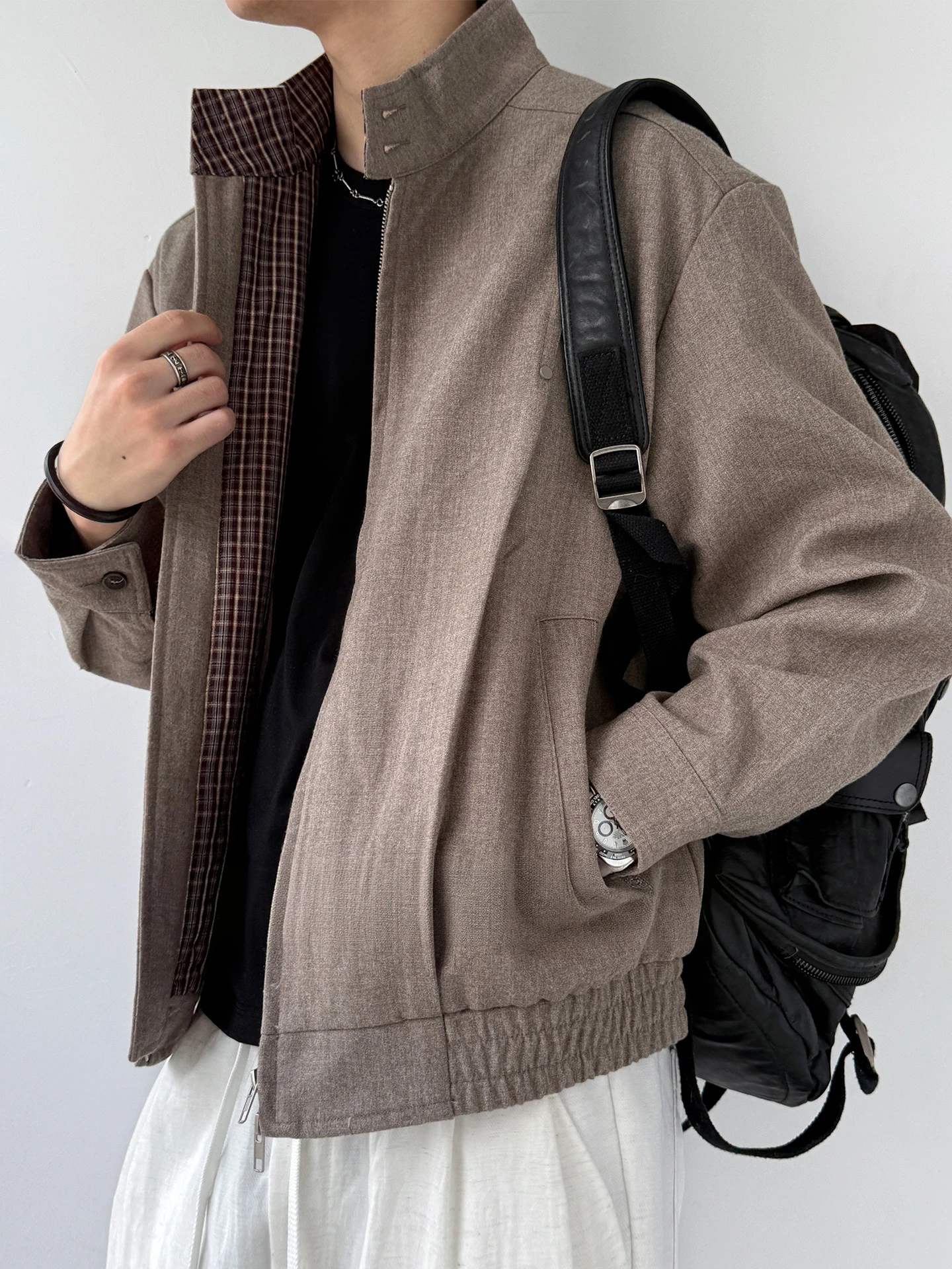 Mens Wool Blend Jacket Vintage Windproof High Quality Trendy Casual Spring Autumn Coat Warm Loose Long Sleeve Comfortable Male