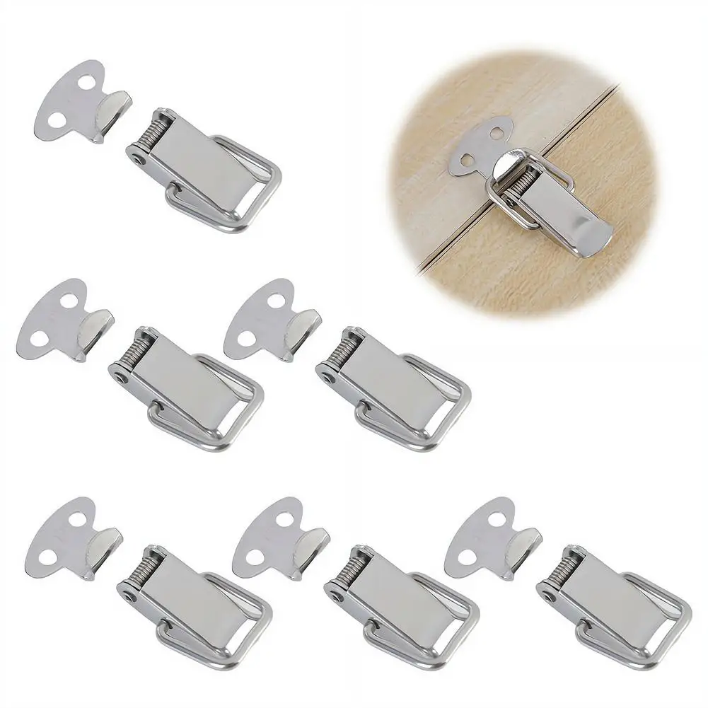 M117 Spring Loaded Toggle Latch 6PCS Set Nickel-Plated Iron Duckbill Buckle for Toolbox Flight Case & Wooden Box Tool Cases