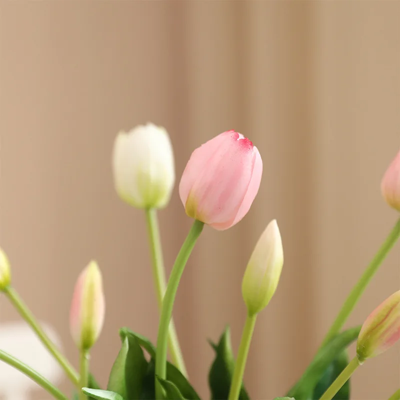 3-köpfige Latex-Tulpen, echt anfühlende Kunstblumen, Hochzeitsdekoration, Tulpen-Brautstrauß, künstliche Blumen, Gastgeschenke für Zuhause und Party, Blumendekoration – Detail 4