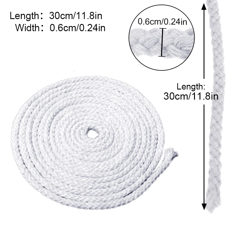 3M Long 6MM Thick Alcohol Wick Rope Burner Cotton Wick Round Soft Cotton Kerosene Glass Wicks DIY Candle Oil Lamp Accessories