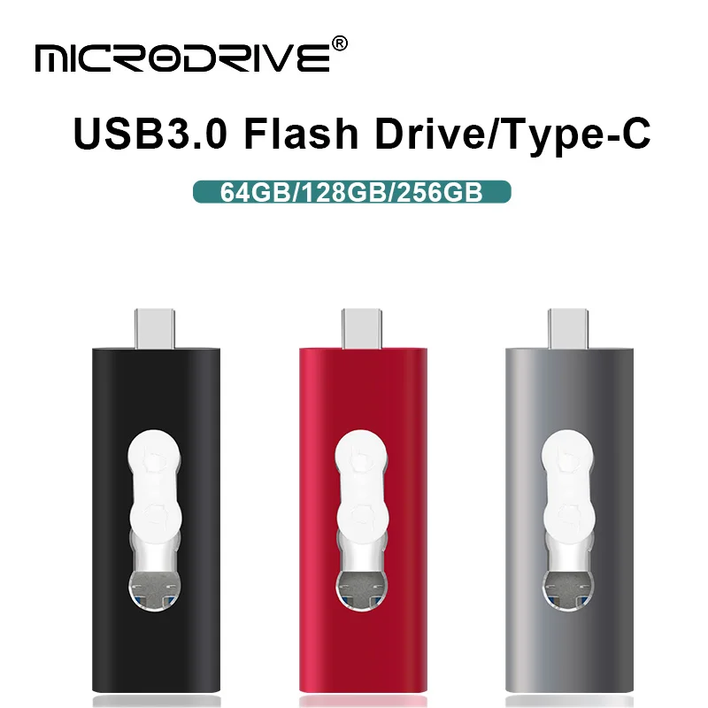 Флешка USB 3.0 128 ГБ 64 ГБ OTG 2IN1 32 ГБ TYPE-C Push and Pull Pen Drive Диск памяти