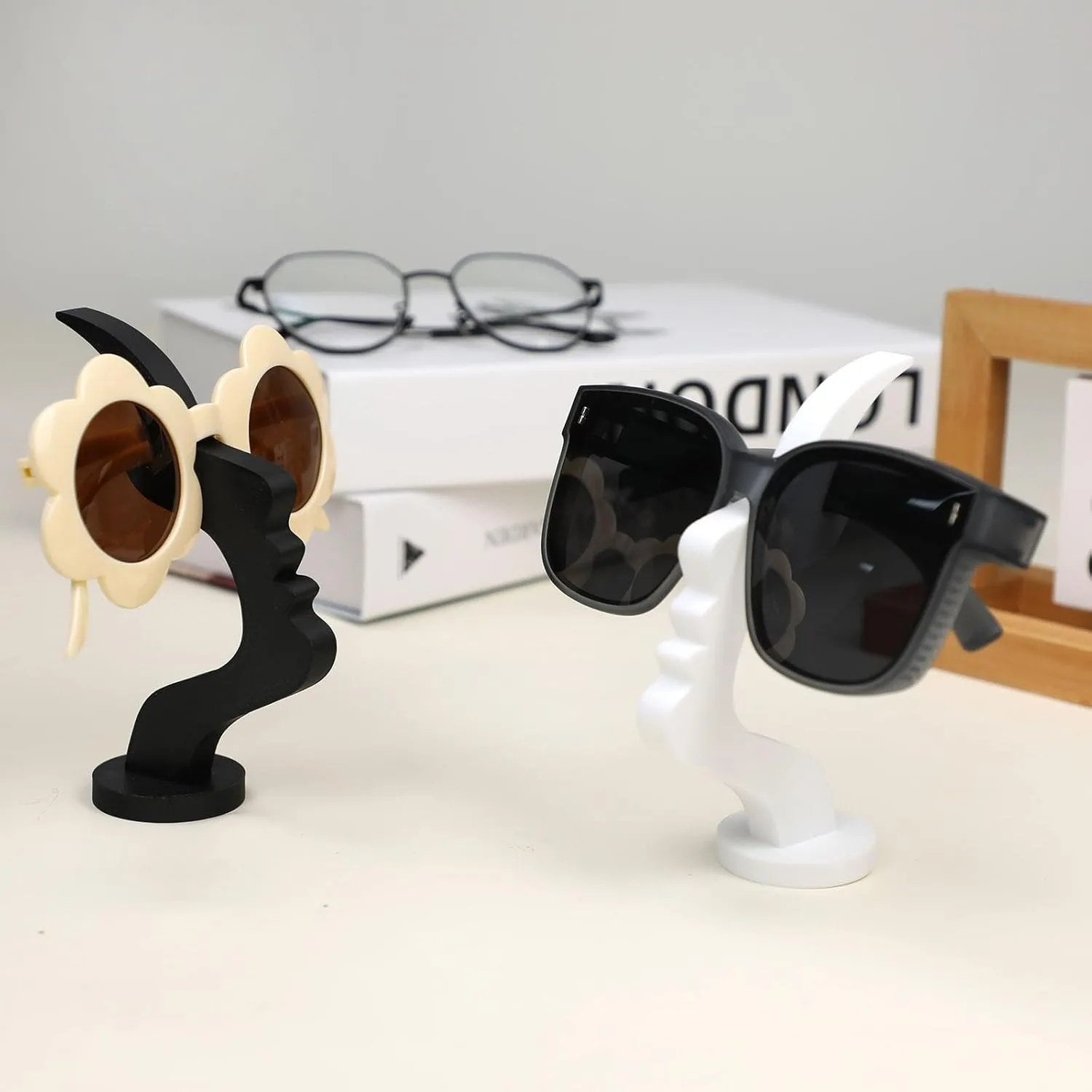 2PCS Modern Face Shaped Eyeglass Holder Stand Eyewear Display Rack Desktop Storage Organizer for Glasses Sunglasses