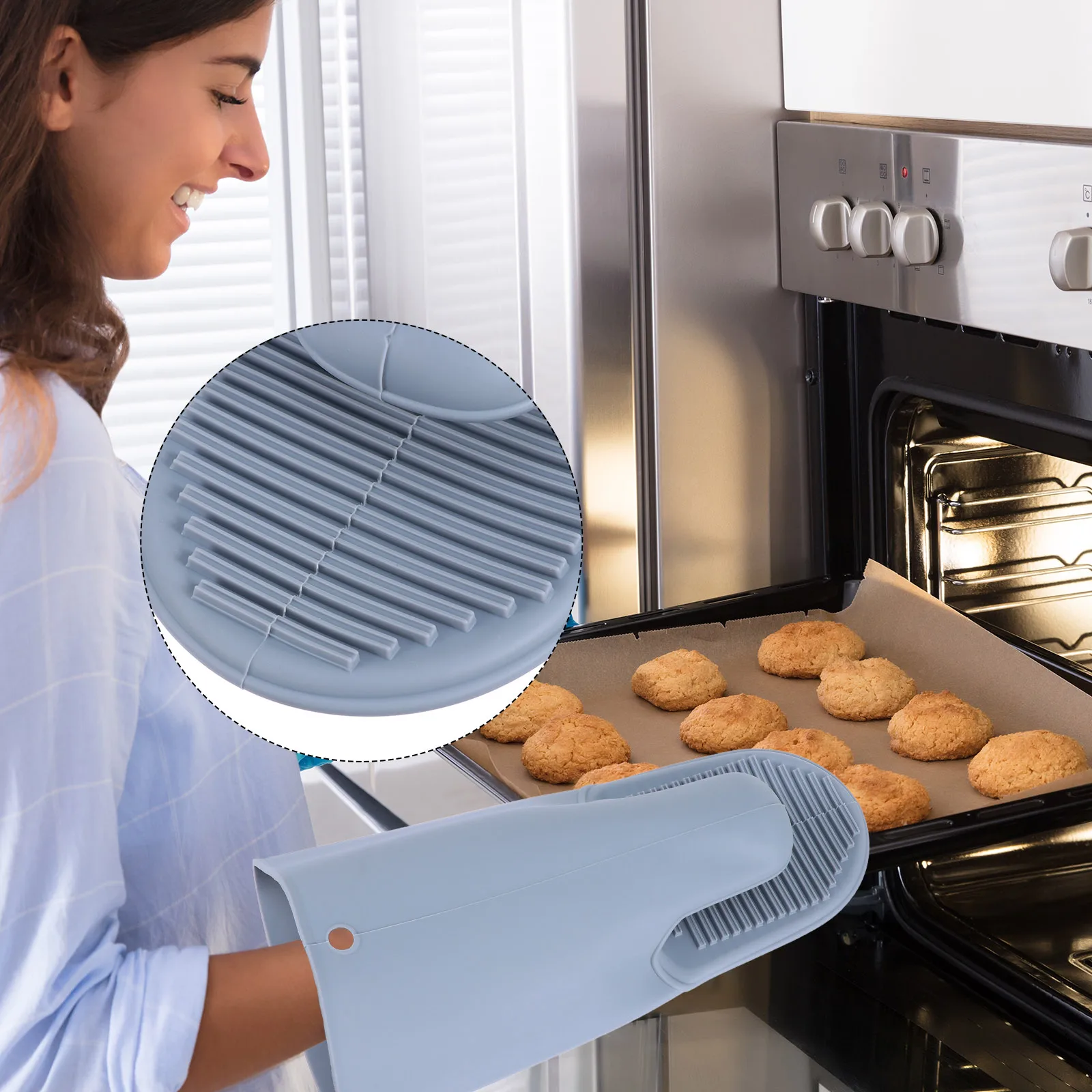 

Silicone Oven Mitt Heat Resistant Baking Gloves Anti Scalding Mitts For Kitchen