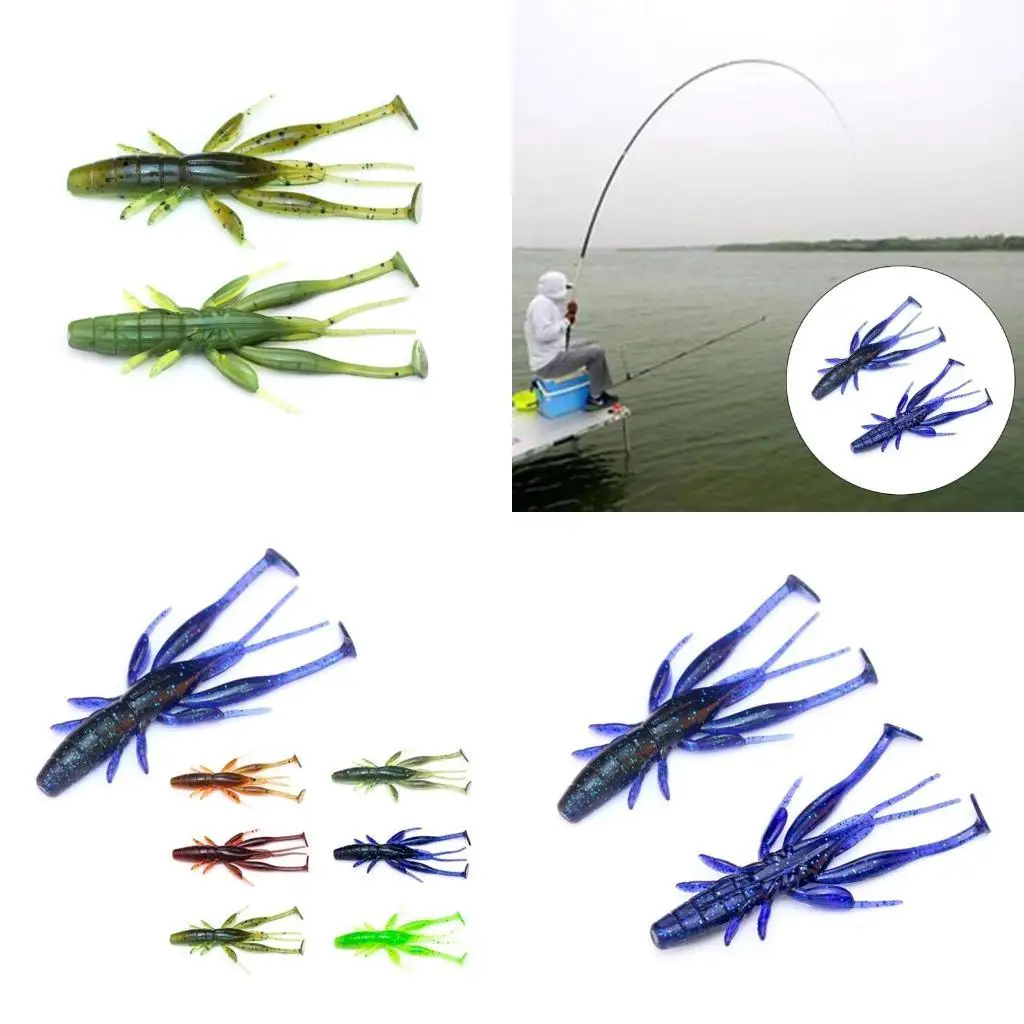 

Y1UC 8 PCS Soft Fishing Lures Artificial Swimbait Floating Shrimp Crawfish Lure