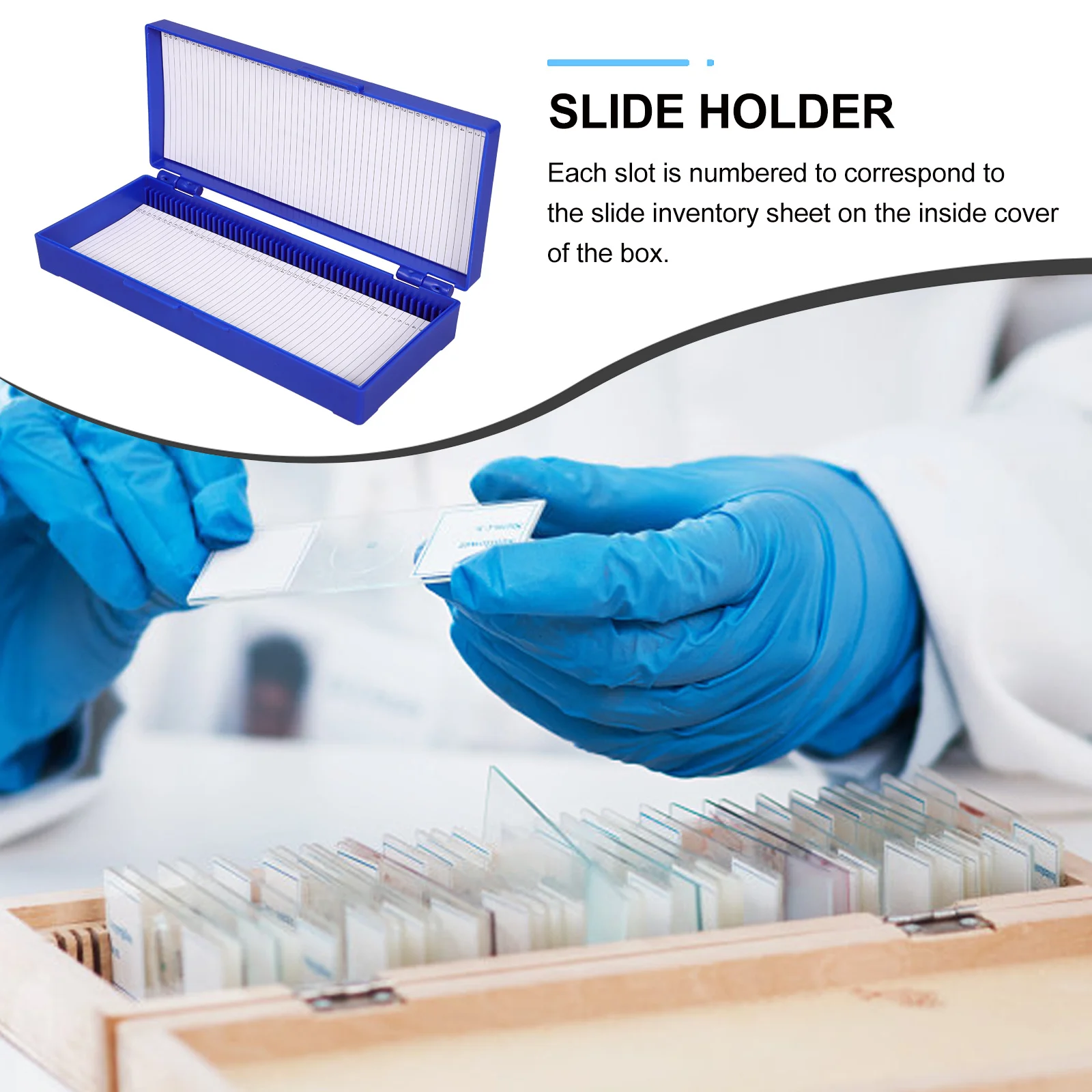 2pcs Box Lid Plastic Mailer Holder Pathological Storage Slide Case For 50 Slides Slide Case Dark Blue