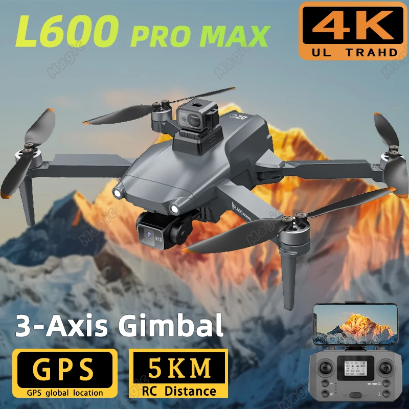 L600 PRO Max GPS Drone a tre assi Anti-shake Gimbal 4K HD Camera Brushless 360 ° evitamento ostacoli fotografia aerea Quadcopter