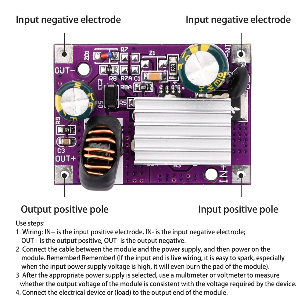 DC 9-120V DC Step Down Module Power Supply Buck Converter  Non-isolated Stabilizer 9V 12V 24V 36V 48V 72V 84V 120V to 5V 12V 3A