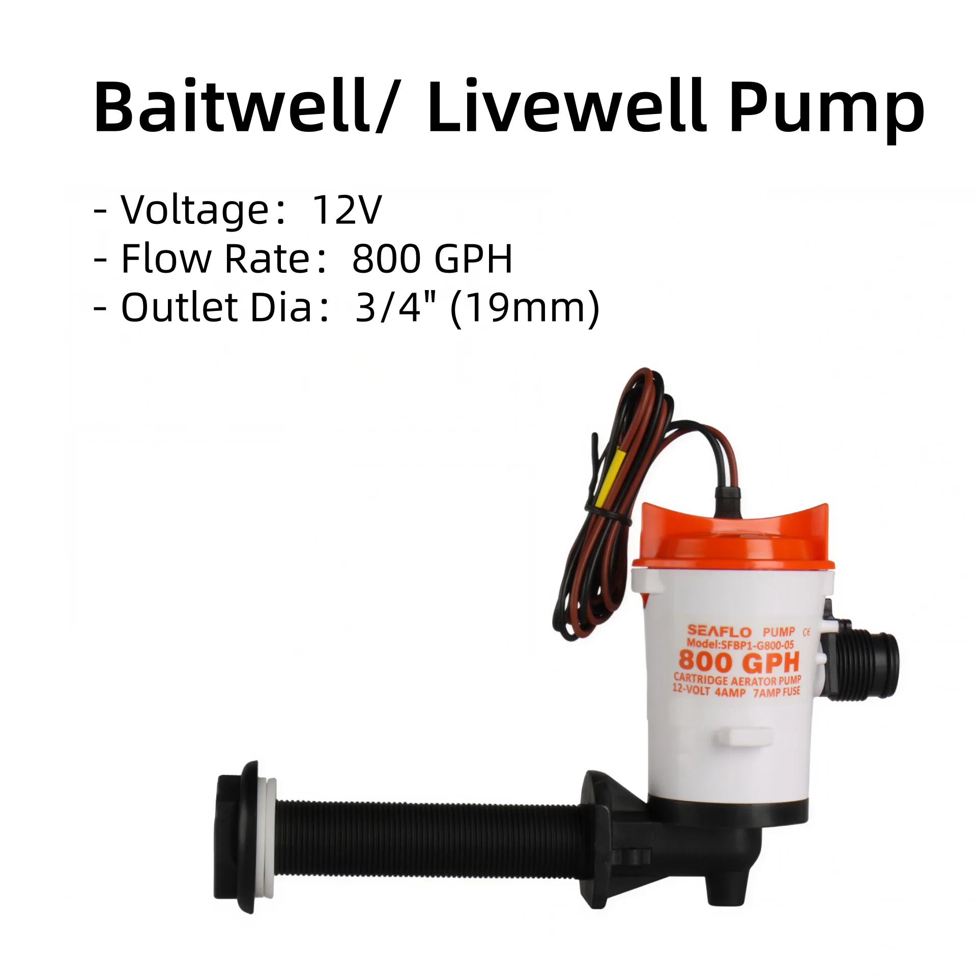 

Аэратор для живой наживки Seaflo 800 галлонов/час для рыболовных судов, насос для подачи воды в емкость для живой наживки, погружной картриджный насос для сохранения рыбы