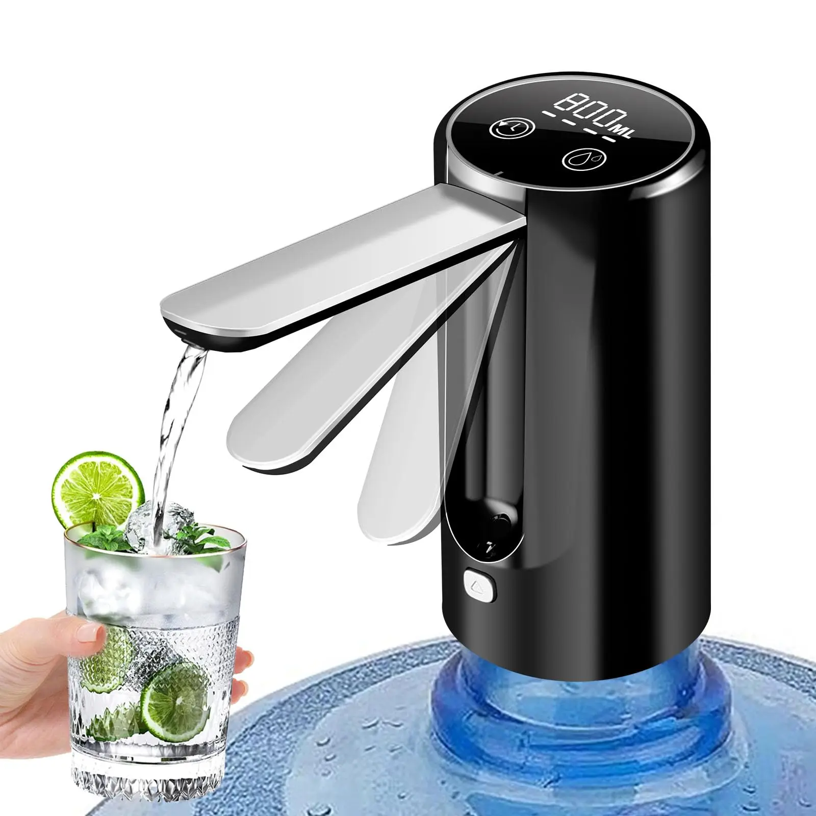 5 Gallon Bottle Water Dispenser, Foldable Water Bottle Pump, Portable Electric Drinking Water Pump, Low Noise Digital Display