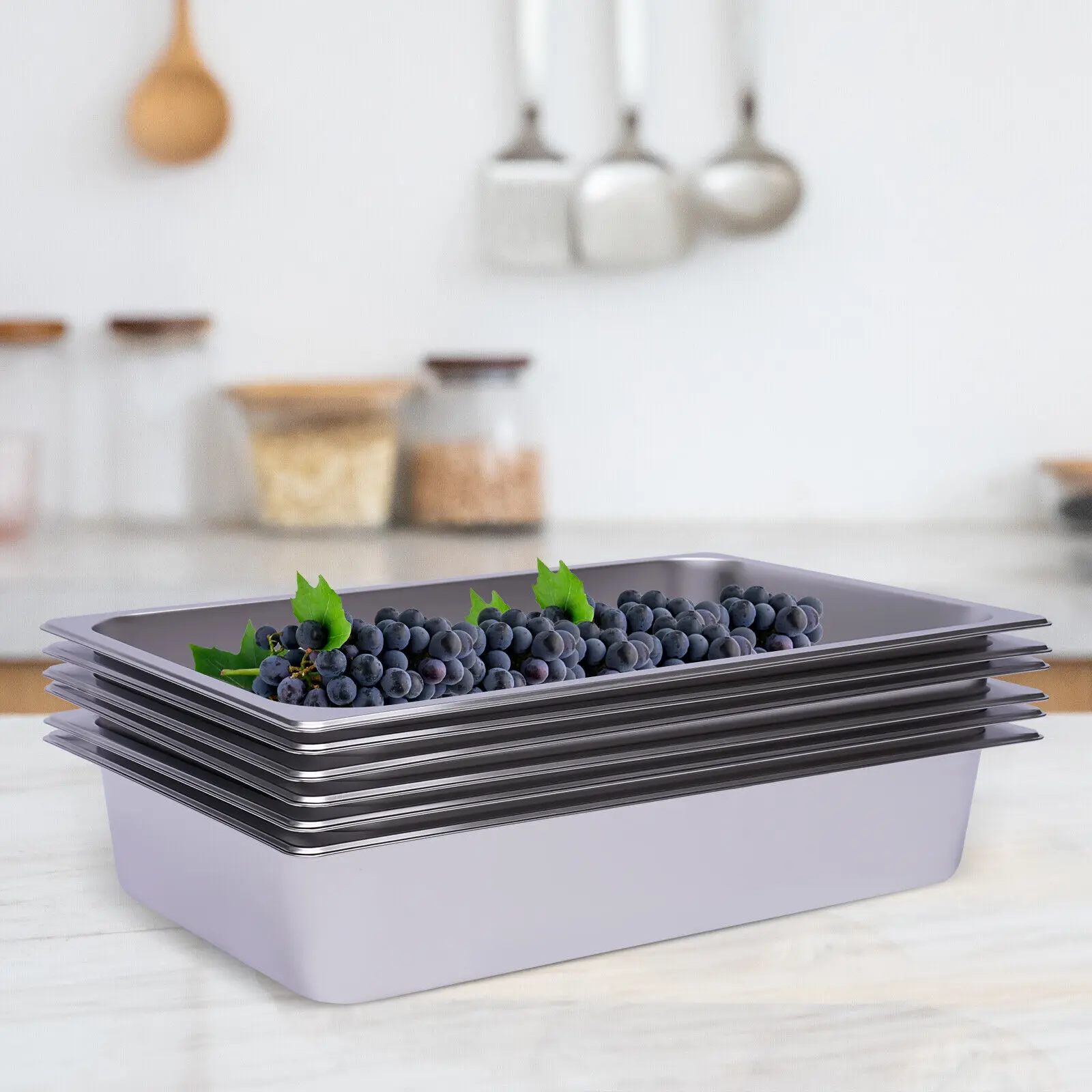 

6 PACK Full Size 4" Deep Steam Table Food Pan Commercial Tray Stainless Steel