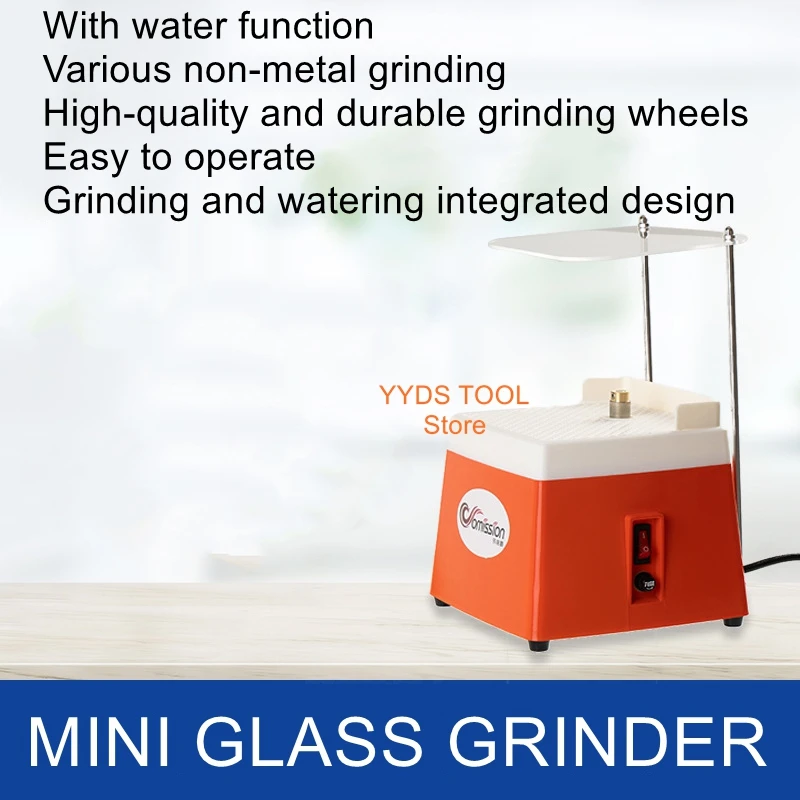 Mini glass grinder national standard diamond grinding table diy tools automatic water with bracket