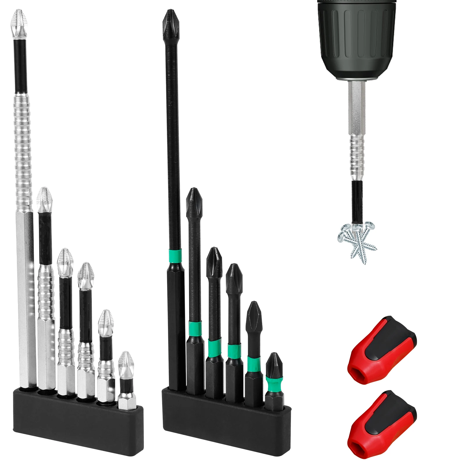 

14Pcs Screwdriver Drill Bit Set Magnetic Screwdriver Bit Set Alloy Steel Antislip Screwdrivers Bits with Storage Strip for Metal