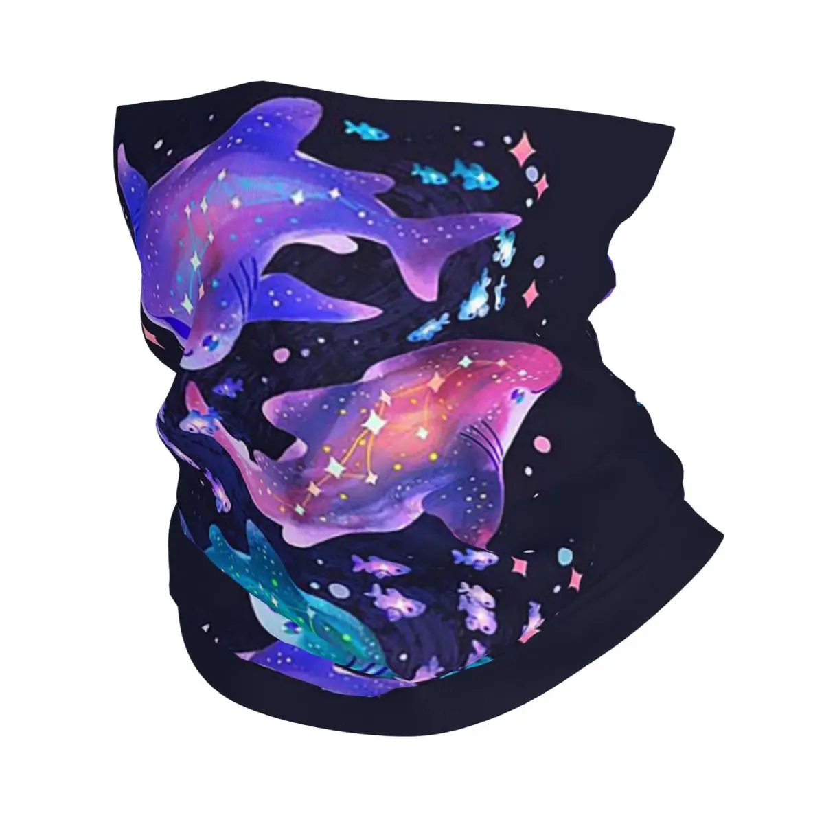 Cosmic Whale Shark Bandana Neck Gaiter Printed Mask Scarf Multifunction Headwear Riding For Men Women Adult Breathable