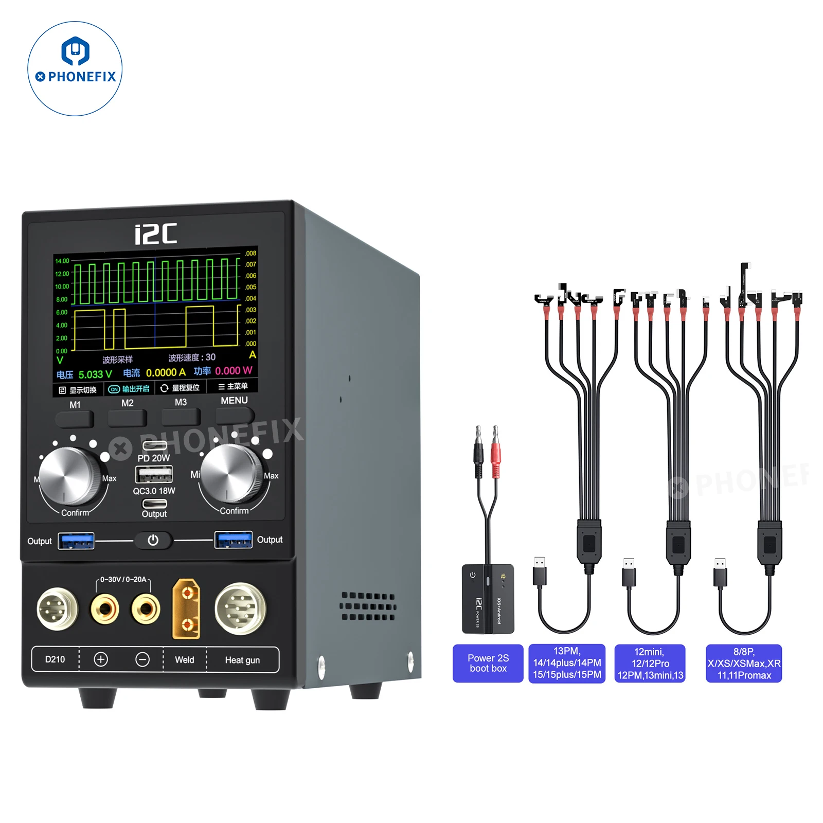 I2C P30 Multifunction DC Power Supply Intelligent Power Boot Cable for iPhone X-15PM Voltage Current Power Testing Repair