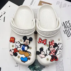 9Pcs Disney Cartoon Mickey Minnie Shoe Charms for Clogs Bubble Slides Sandals PVC Shoe Buckle Shoe Decorations Accessories Gift