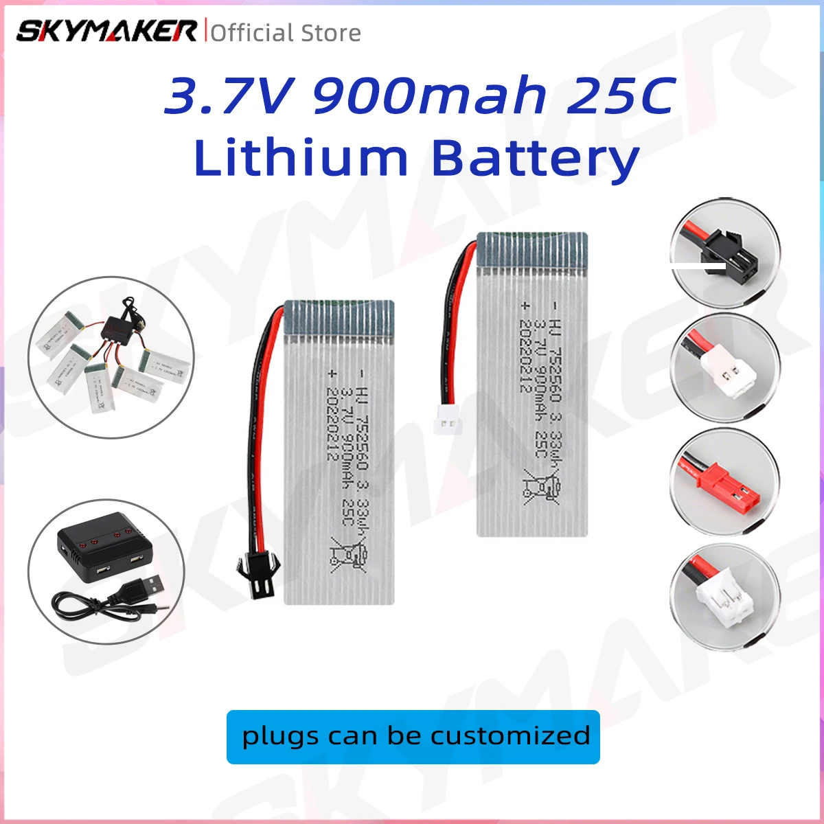 3.7V 900mAh Lipo  Battery 25C high-rate  Drone Replacement Battery for 8807/8807W model aircraft drone battery
