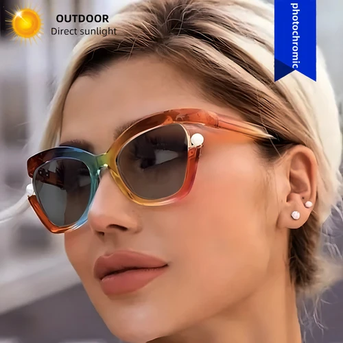 Imagen 2 del producto Gafas de lectura fotocromáticas antiluz azul para hombre y mujer, lentes de lectura con diseño de marca redonda Retro, leopardo verde ultrafino, grado 0 ~ + 600