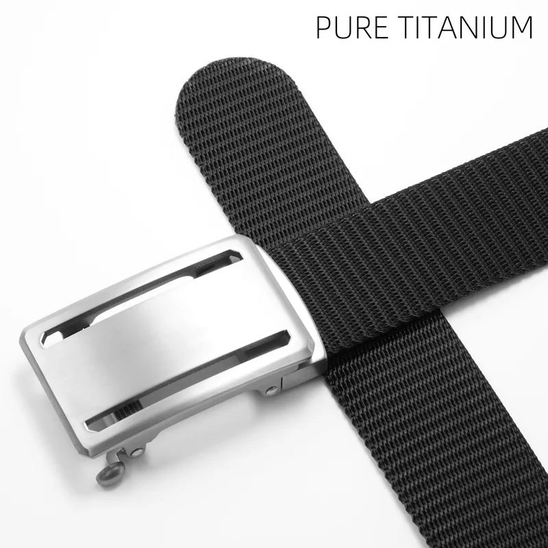 

Outdoor 3.5CM Pure Titanium Automatic Buckle Nylon Mens Belt Ultra Light Tactical Waistband Woven Strap No Allergic Buckle Belt