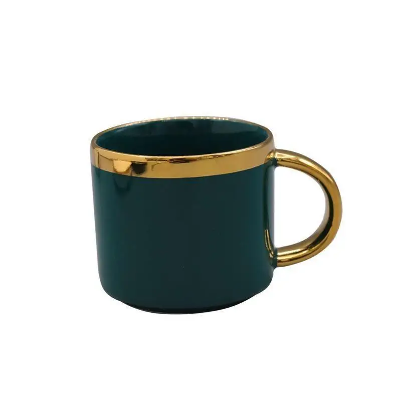 European Luxury Green Glazed Gold Plated Mug Cup Afternoon Tea Set High Beauty Phnom Penh Room Coffee Cup And Plate Set