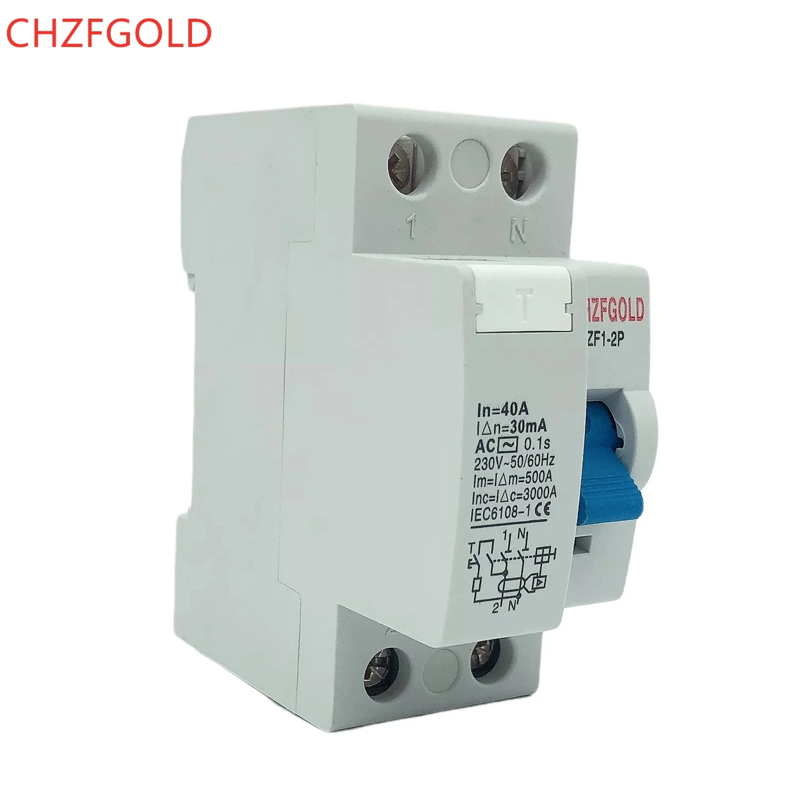 CHZFGOLD 2P S Type RCCB Time Delayed RCD ELCB Delay Type Differential Switch Electromagnetic Circuit Breaker