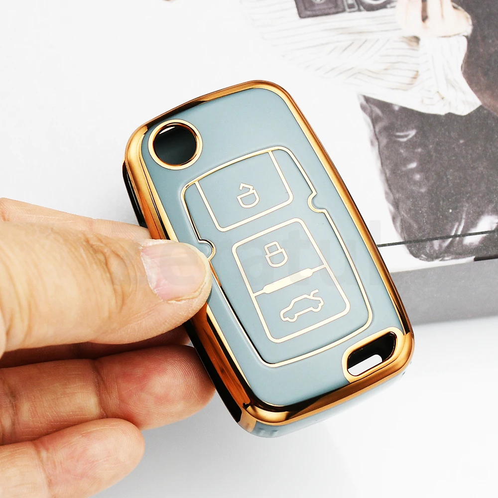 TPU Remote Keyless Shell for Geely Emgrand EC715 EC718-RV GC5 GC6 EC8 SL EU 7 EC7 EC715 EC718 EC7-RV Car Folding Key Case Cover view 6