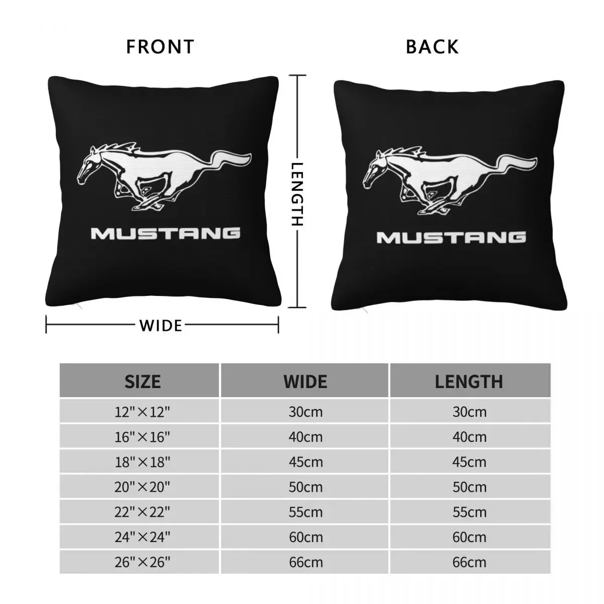 Ford Mustang Logo Square Pillowcase Pillow Cover Polyester Cushion Decor Comfort Throw Pillow for Home Bedroom