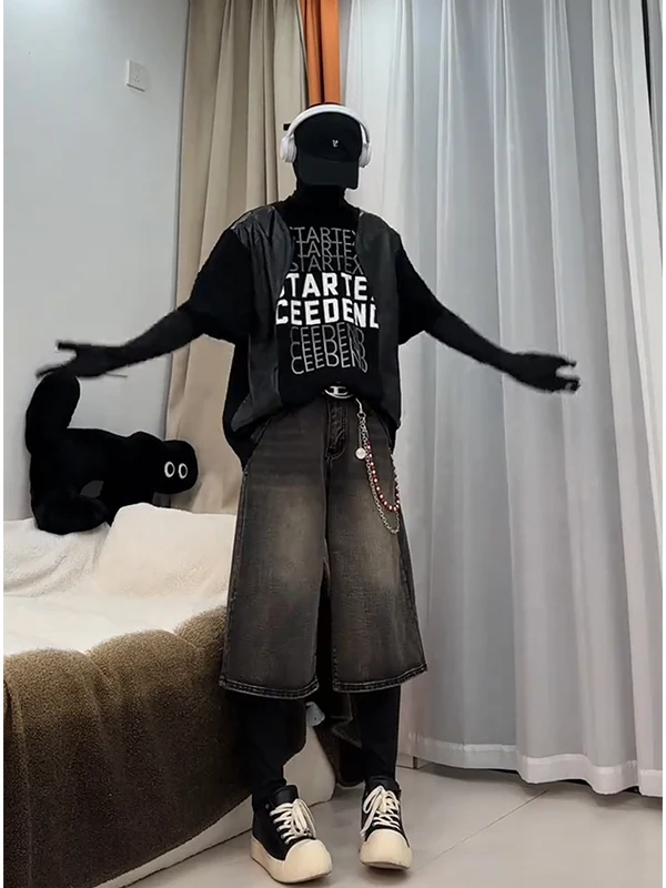 

Retro Waed Men's Denim orts Straight Leg Seven-Foot Pants Youthful Vitali Summer Faion Anti-Wrinkle Maintained