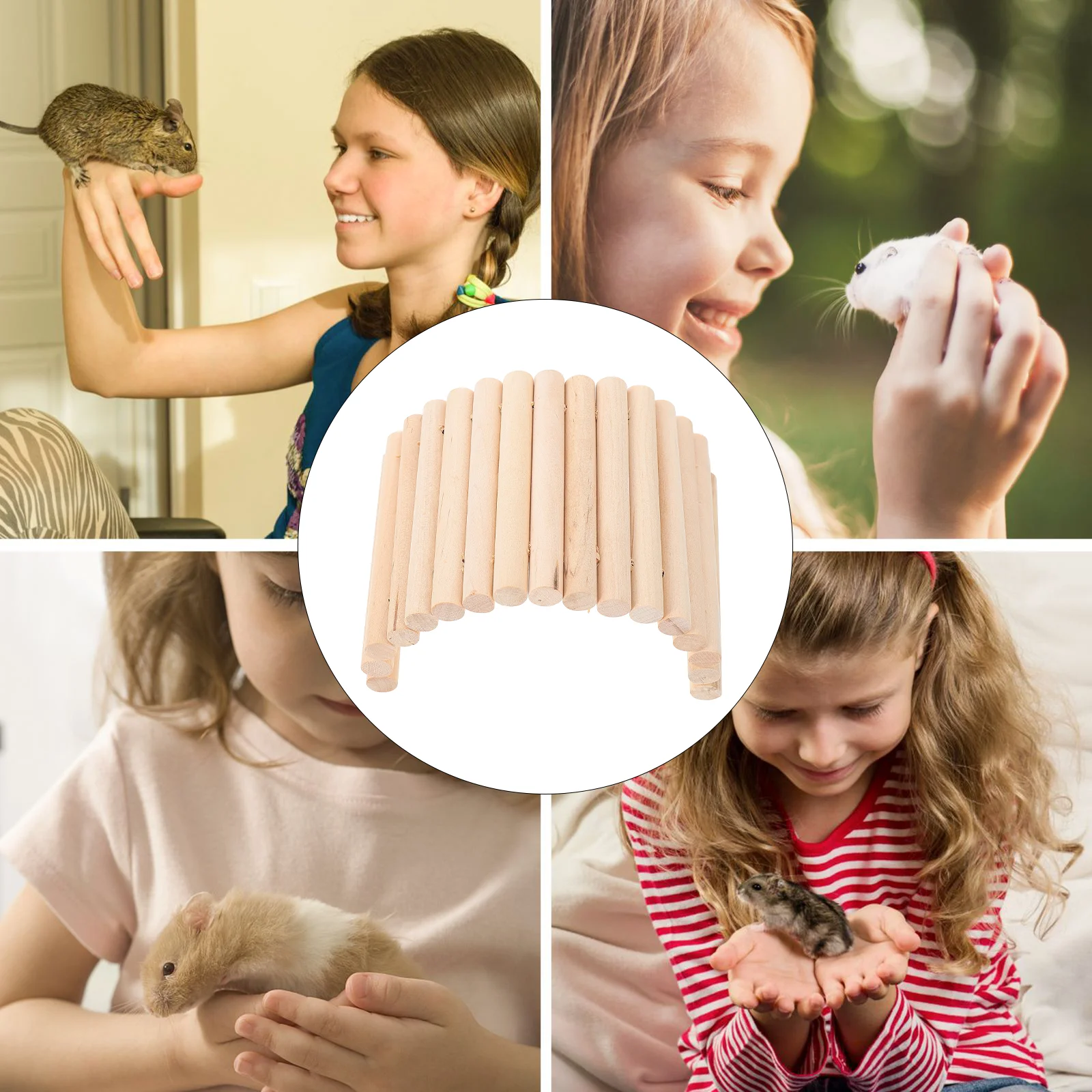 

Wooden Ladder Toy for Hamster Pet Exercise Climbing Bridge Durable Safe Bite Resistant Encourages Balance Small Animals Toy Pet