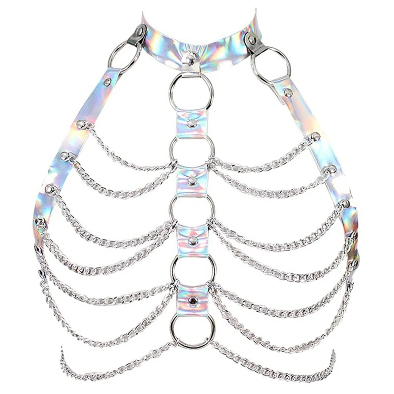 

A2ES Goth Chest Bracket Bra Necklace for Aurora Bra Chain Body Chain Bra for Body Ha