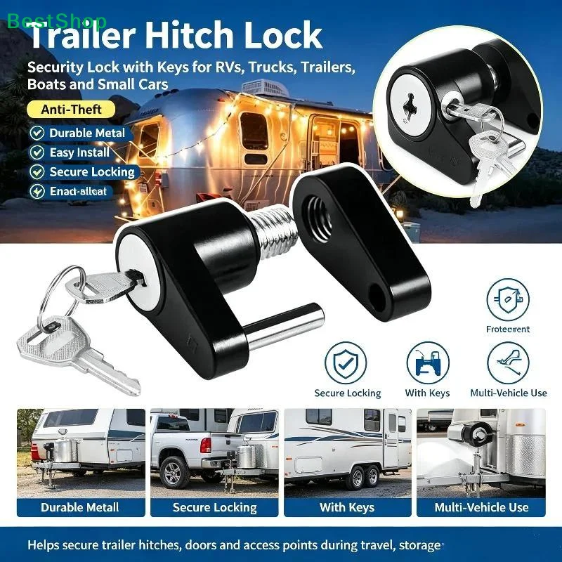 1 Set Heavy Duty Anti-Pick Coupler Lock With 2 Keys 1/4