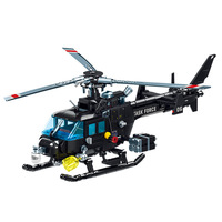 SEMBO 721PCS Military Helicopter AS350 Model Building Blocks City SWAT Armed Aircraft Gunship Bricks Toys For Boys Birthday Gift