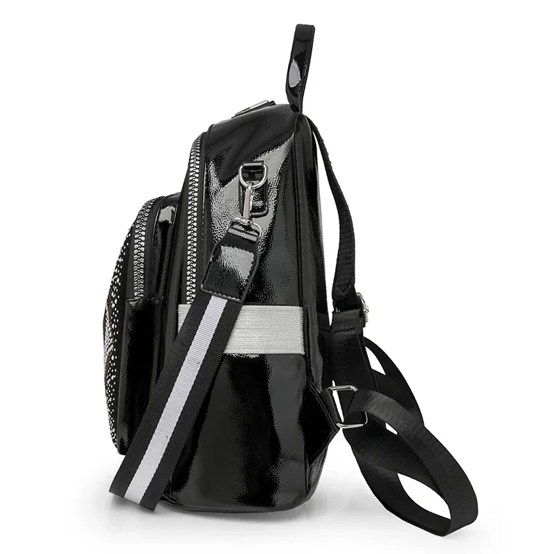 Women's Waterproof Backpack Fashion PU Travel Backpack Rhinestone School Bag Mochila Para Viaje 백팩 Sac A Dos 여성가방