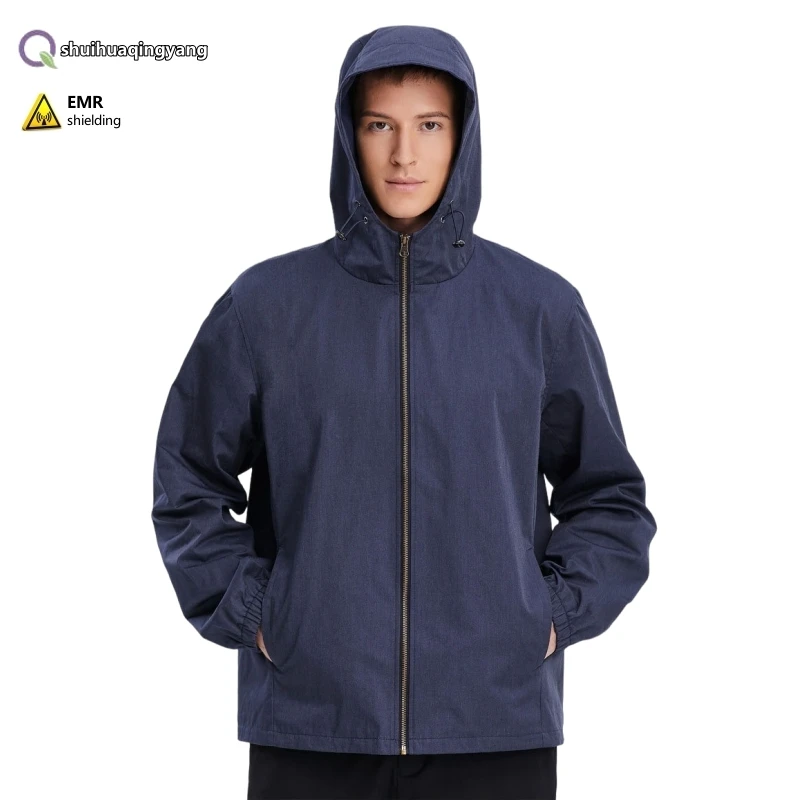 Electromagnetic radiation protective metal fiber hooded coat Computer rooms, monitoring room EMF shielding hooded clothing