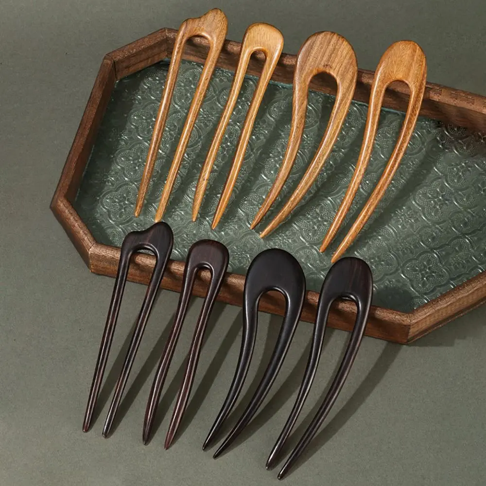 

Headwear U Shaped Wooden Hair Sticks Vintage Retro Hair Forks Exquisite Handmade Ponytail Hair Bun Maker Hair Styling Tool