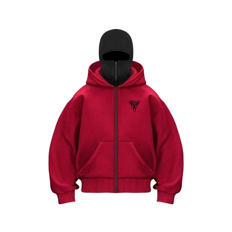 Otoño e Invierno transfronterizos estilo europeo y americano doble capucha suelta de moda negro etiqueta Cardigan cremallera Sudadera con capucha