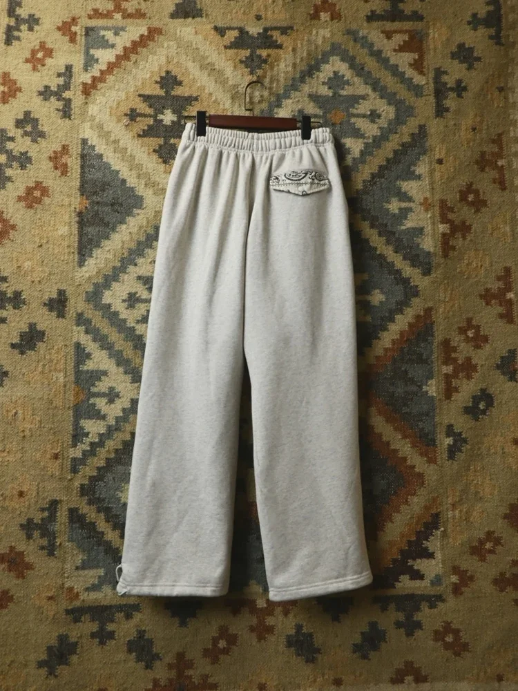 American terry sweatpants cotton washed three-dimensional tailoring casual loose scimitar trousers