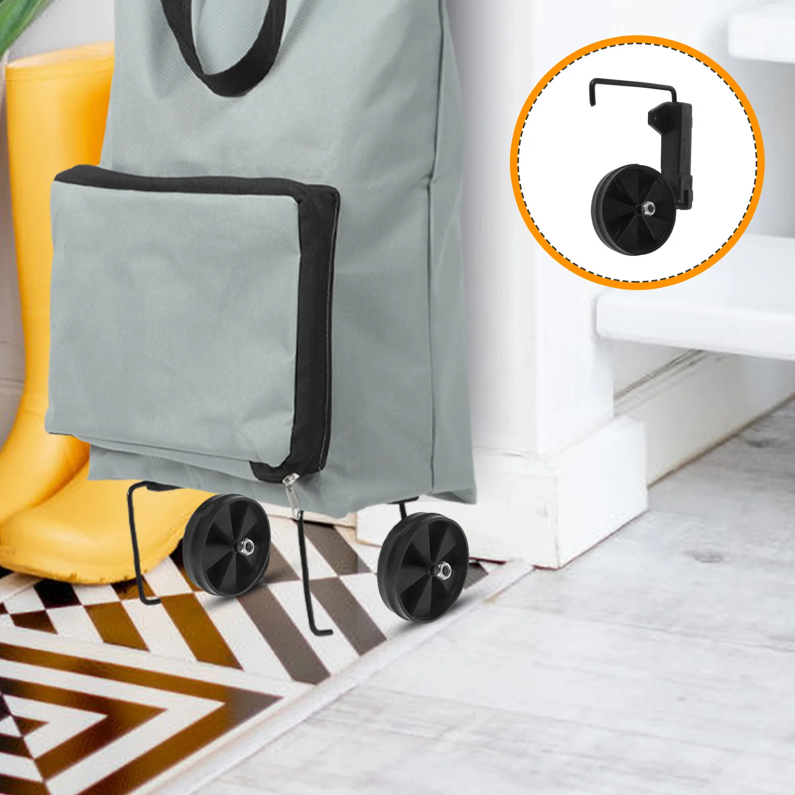 

4Pcs Foldable Shopping Cart Wheels Strong Load Capacity Replacement Cart Casters Bike Auxiliary Stabilizer Wheels