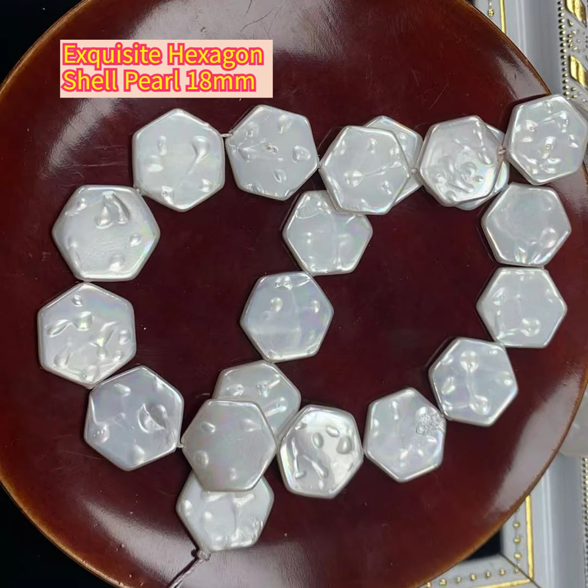 

Imitation Pearl Shell Powder Exquisite Hexagon Beads 18mm For Jewelry Making DIY Necklace Earrings Chain Accessory