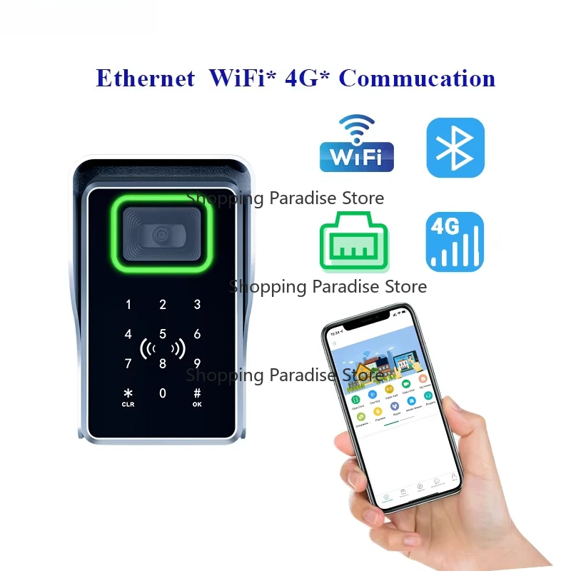 Ethernet Smart QR Code Scanner Night Vision Waterproof Customized Logo Remotely Controlled APP Access Control System