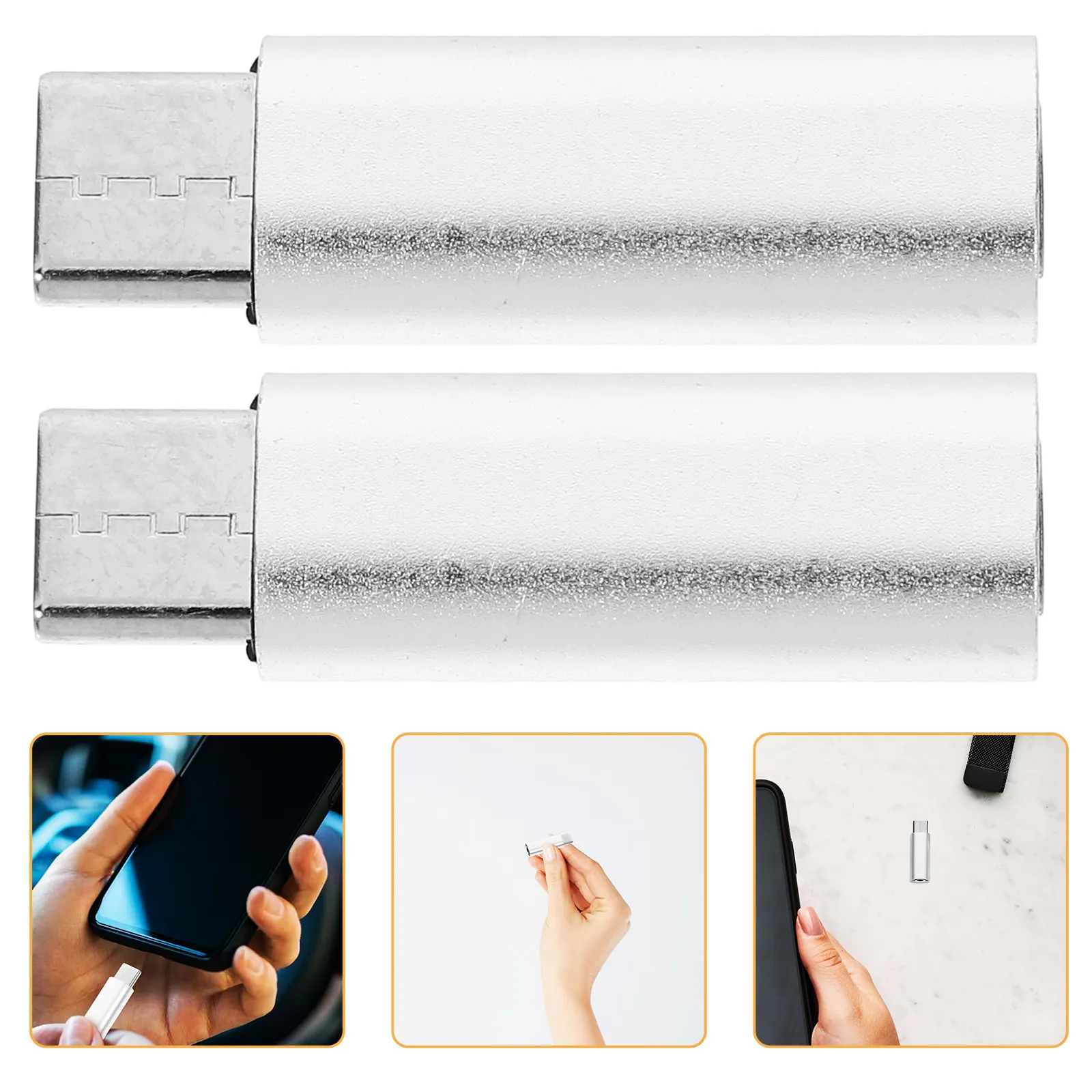 

2pcs Type C To 3.5Mm Adapter Converter For Usb C Devices Without Headphone Jack Support Stereo Audio Silver Phone Accessories