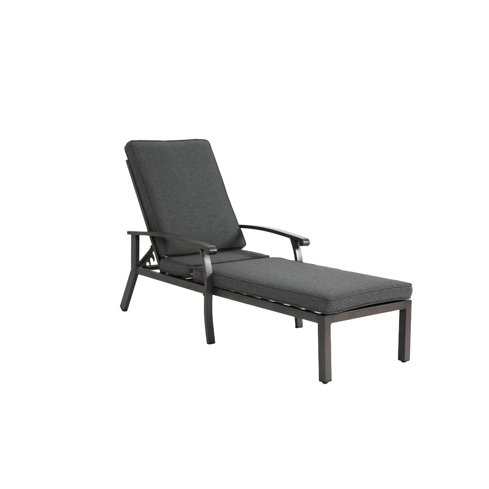 

YQXH Chaise Lounge Chair Outdoor, Cast Aluminum Patio Lounge Chairs with 5-Level Adjustable Recliner, Waterproof Cushions
