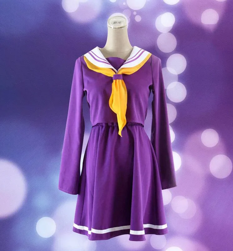

No Game No Life Shiro Emboitement Heroine Sailor Suit Cosplay Heroine Purple Sailor Costume and Wigs