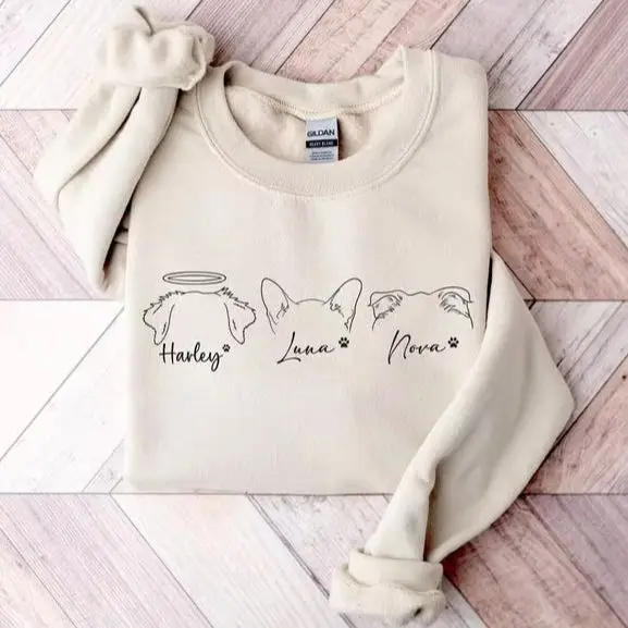 

Unisex Custom Dog and Cat Ears Sweatshirt Dog Mom Design Fashion Sweatshirt Dog Lover Personalized Gifts for Pet Lover O