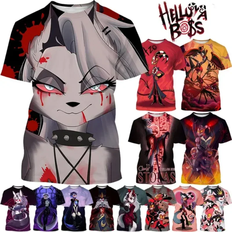 

Fashion Women Clothing New Helluva Boss 3D Print Anime T-shirt Unisex Oversized T Shirt Harajuku Round Neck Short Sleeve Tops