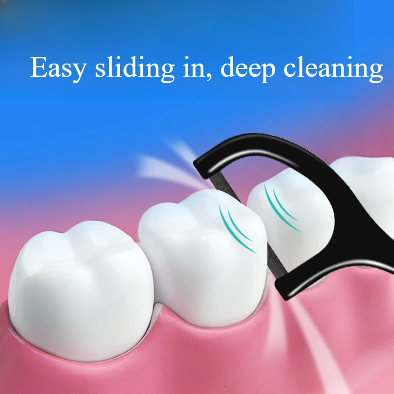 

50Pcs/Box Portable Disposable Dental Floss Plastic Toothpick High-tension Dental Floss Stick Dental Floss Box ﻿Oral Care 치실 디스펜서