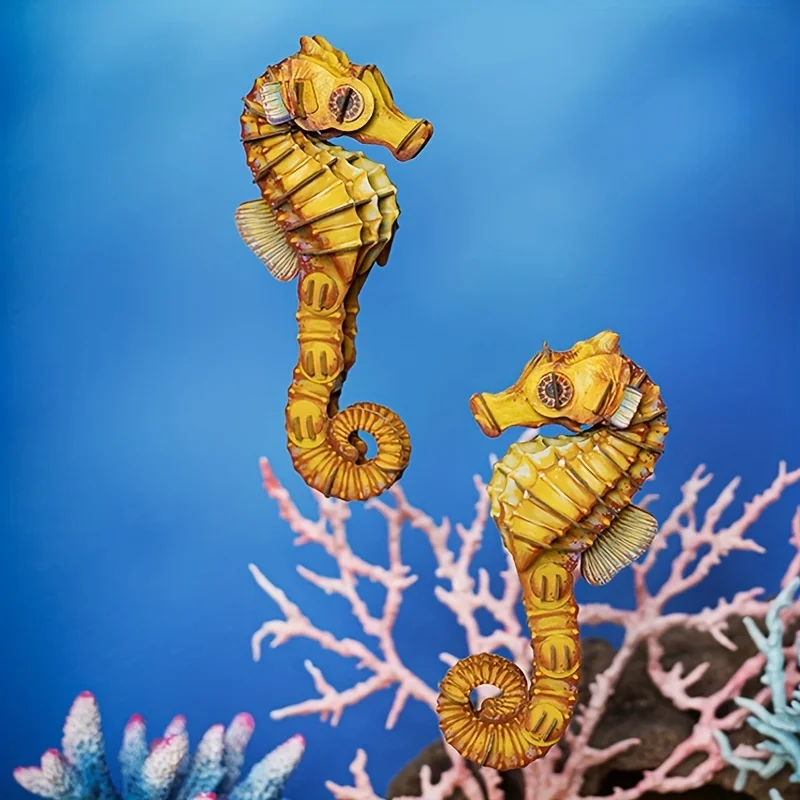 Seahorse 3d Kraft Paper Puzzle Diy Creative Splicing Model Of Marine Animals Home Decoration Crafts Small Ornaments