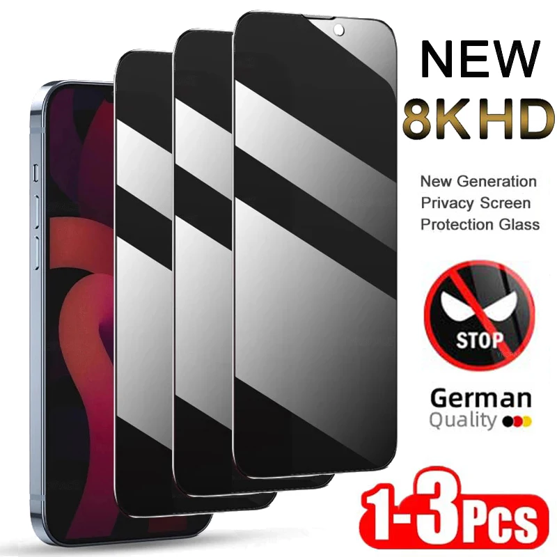 1-3Pcs 9H Privacy Tempered Glass For iPhone X XR XS 11 12 13 mini 14 15 Pro Max SE 6s 7 8 Plus Anti Spy Peeping Screen Protector