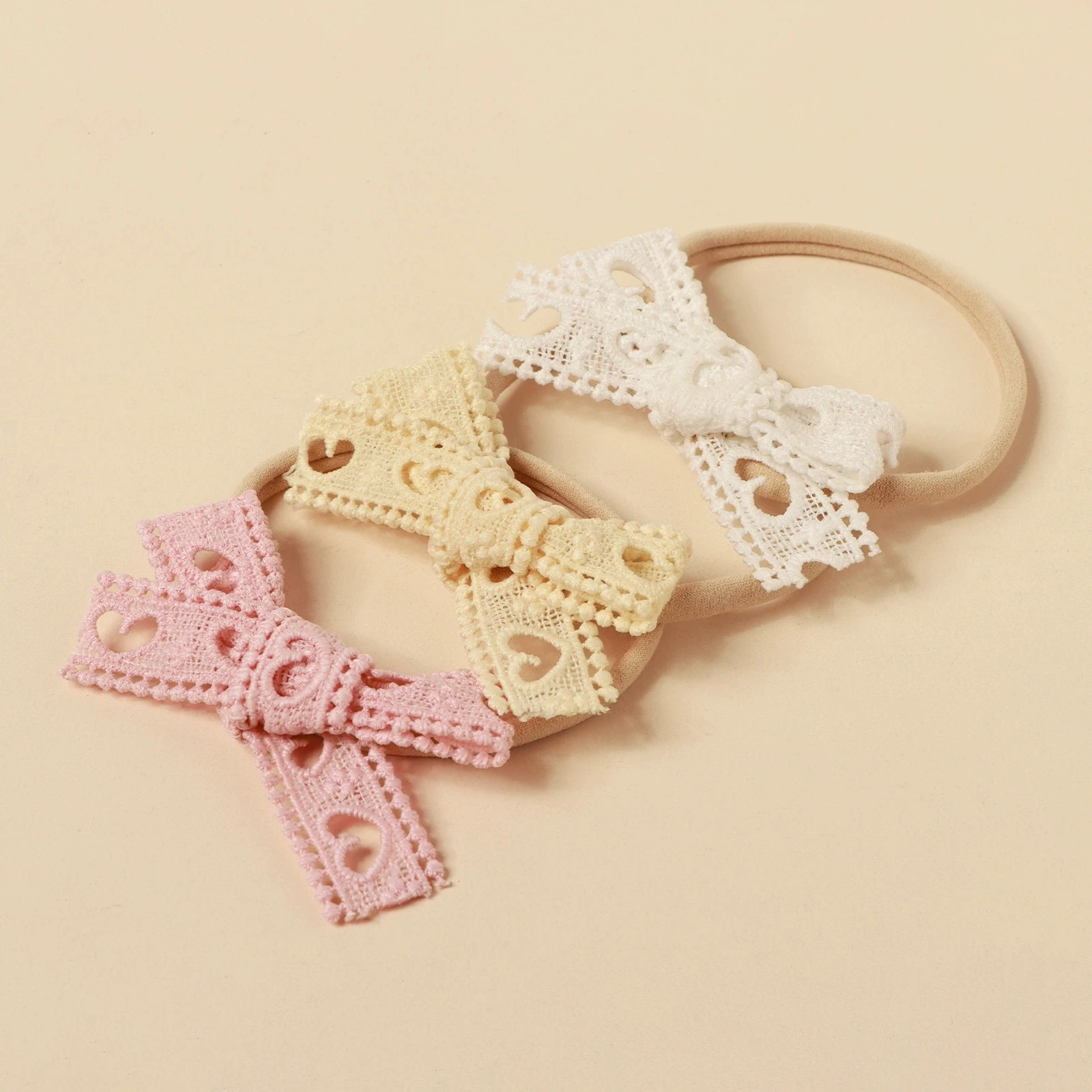 

Baby Lace Bow Headbands Girl Nylon Hair Band Kids Heart Hollow Bowknot Hairband Soft Elastic Newborn Hair Accessories Toddler