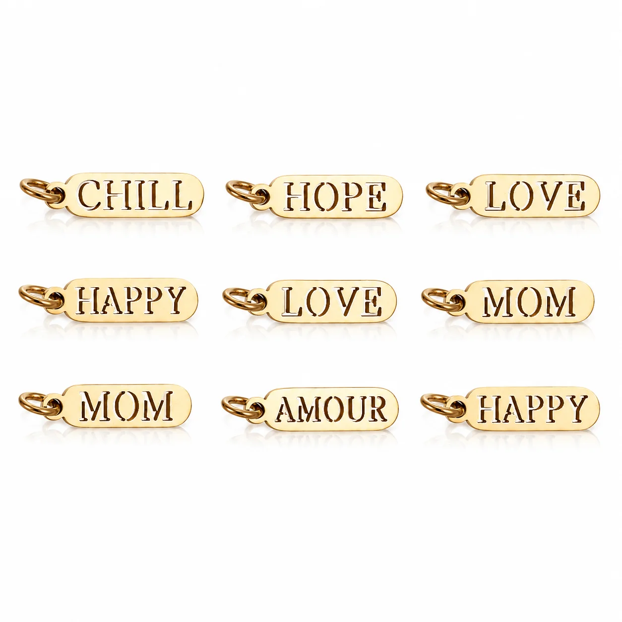 5Pcs Hope/Love/Mom Charms Stainless Steel Rectangle Family  Letter Word Pendants DIY Necklaces Bracelets Tail Tag Jewelry Making
