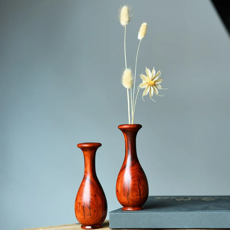 مزهرية خشب الصندل الأحمر المفصص الهندي زخرفة منزلية إبداعية